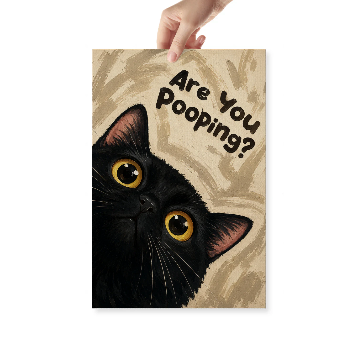 Just Checking — Nosy Black Cat Bathroom Art-S