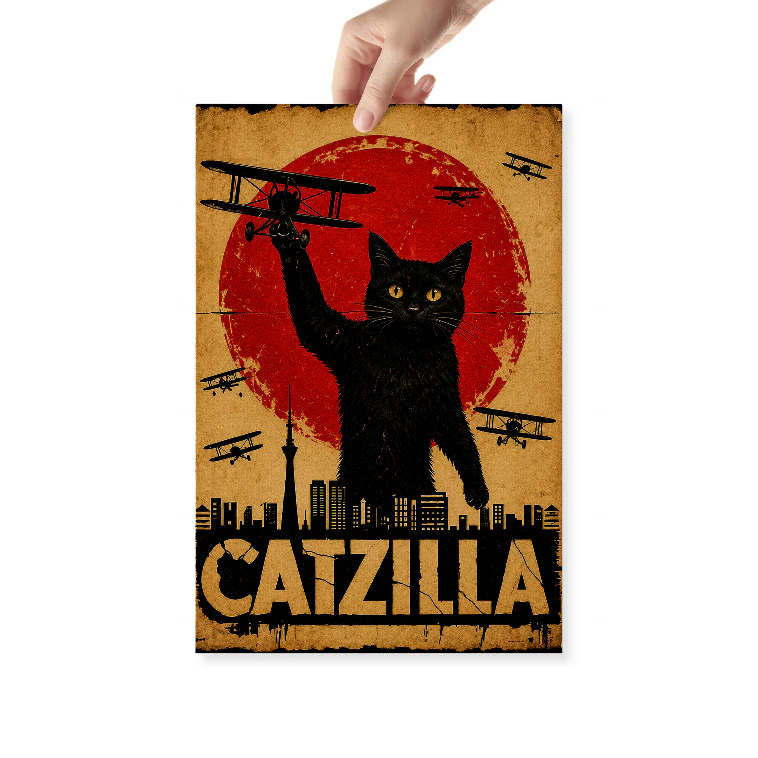 Catzilla — Giant Black Cat Over the City-S