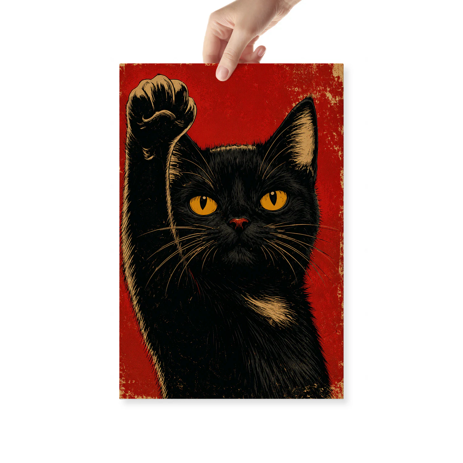 Raised Paw — Vintage Propaganda Black Cat-S