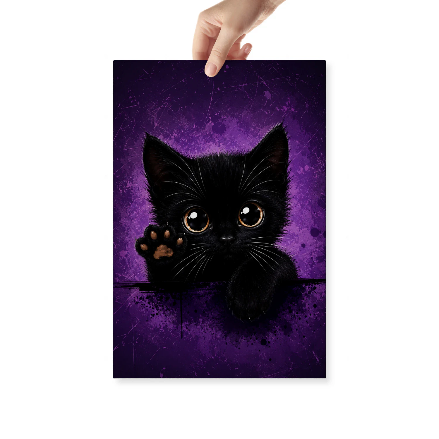 Little Wave — Black Kitten on Purple-S