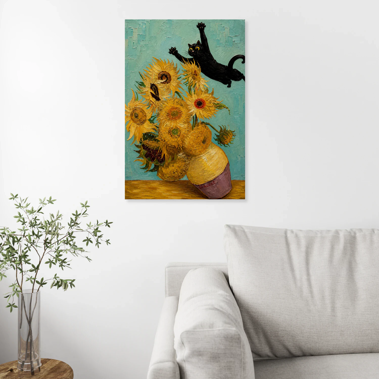 The Leap — Black Cat Over Vincent's Sunflowers-S