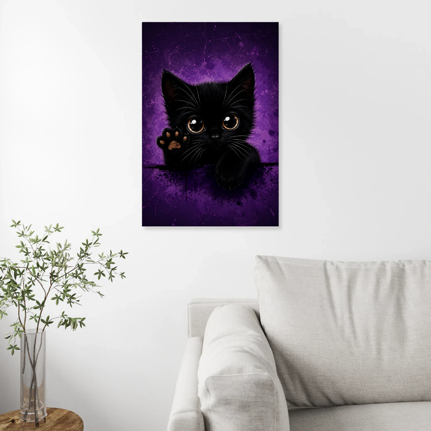 Little Wave — Black Kitten on Purple-S