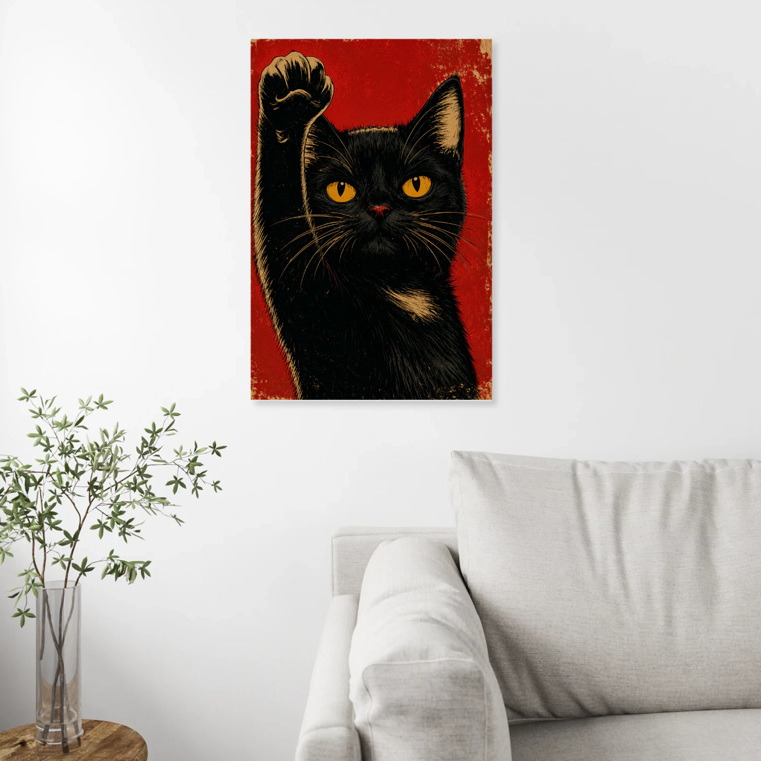 Raised Paw — Vintage Propaganda Black Cat-S