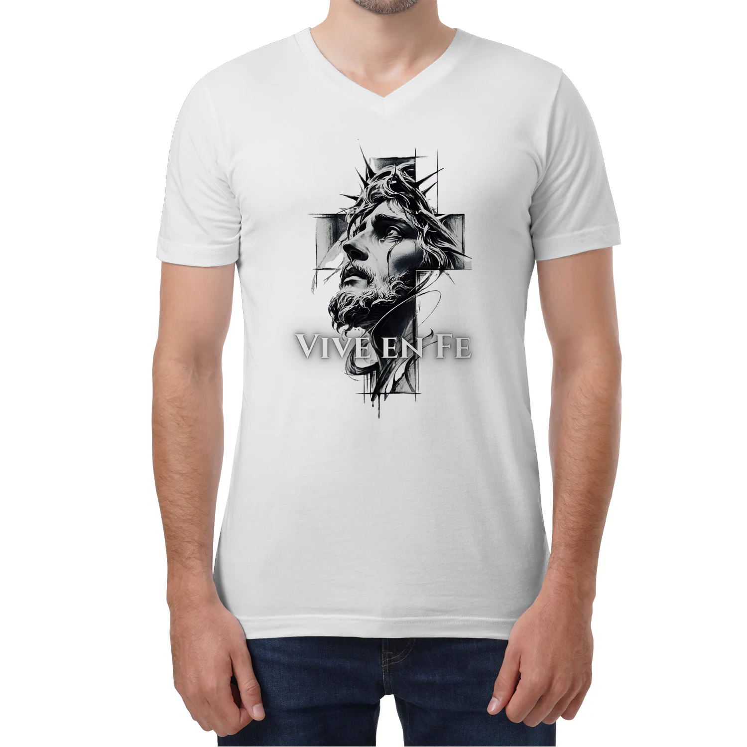 Vive en Fe – Diseño Jesús Corona de Espinas Cruz Tattoo