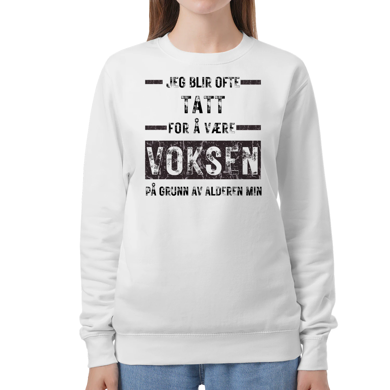 Sweatshirt Morsom Tenåring T-skjorte 'Blir Tatt for Voksen' | Sarkastisk Bursdagsgave Ungdom | Sitat T-skjorte Humor