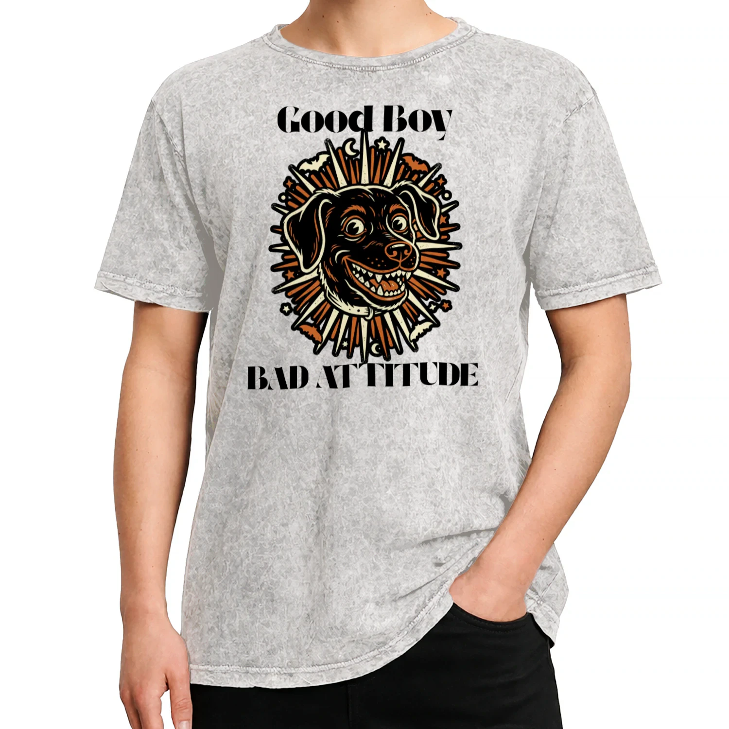 Good Boy Bad Attitude Funny Halloween Dog T-Shirt