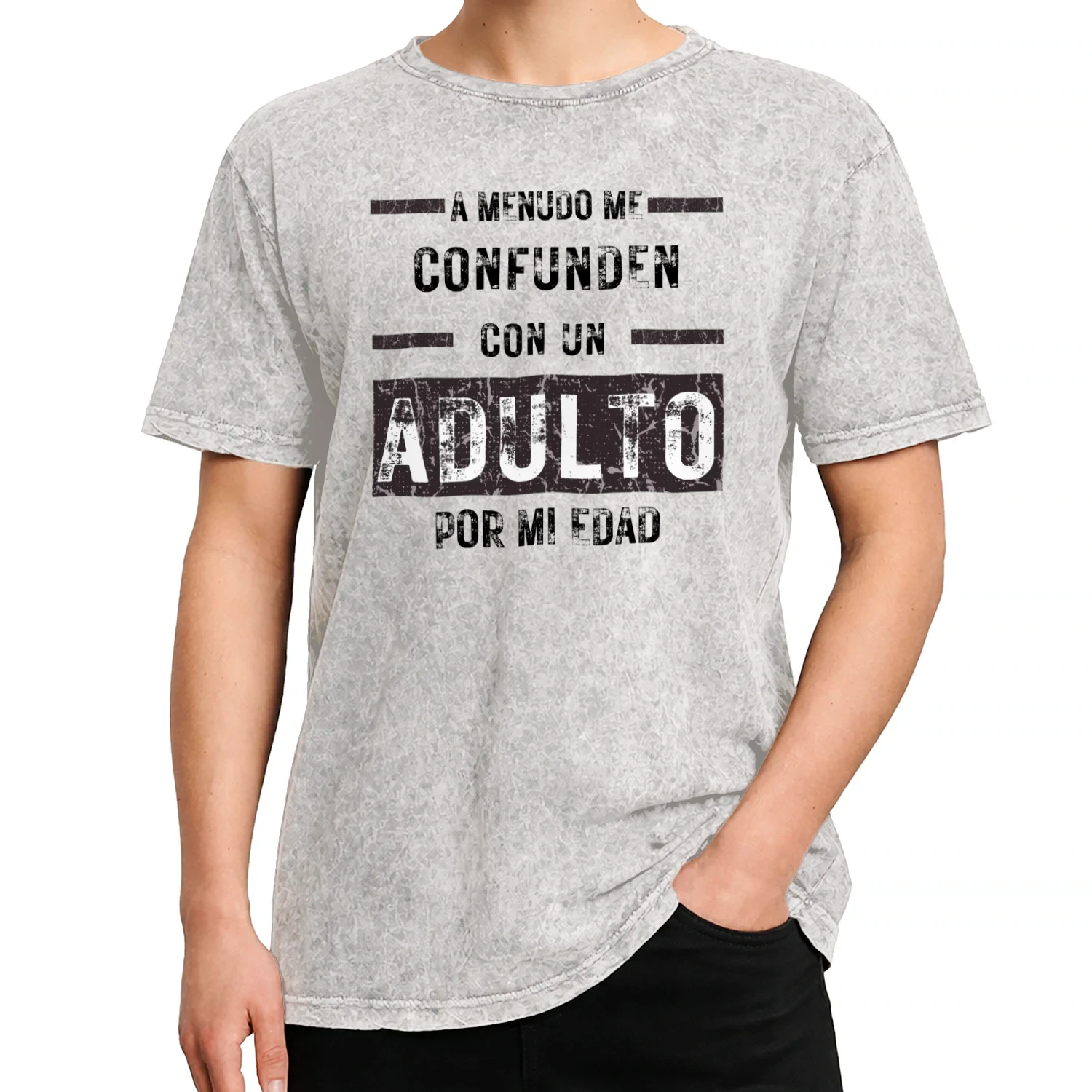 Acid Washed T-shirt Camiseta Graciosa Adolescente 'Me Confunden con un Adulto' | Regalo Cumpleaños Sarcástico Teen | Camiseta Humor Frase