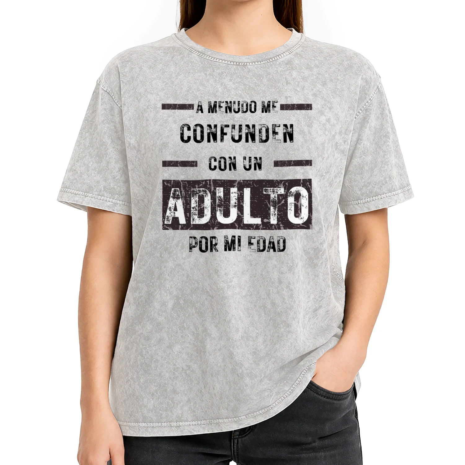 Acid Washed T-shirt Camiseta Graciosa Adolescente 'Me Confunden con un Adulto' | Regalo Cumpleaños Sarcástico Teen | Camiseta Humor Frase