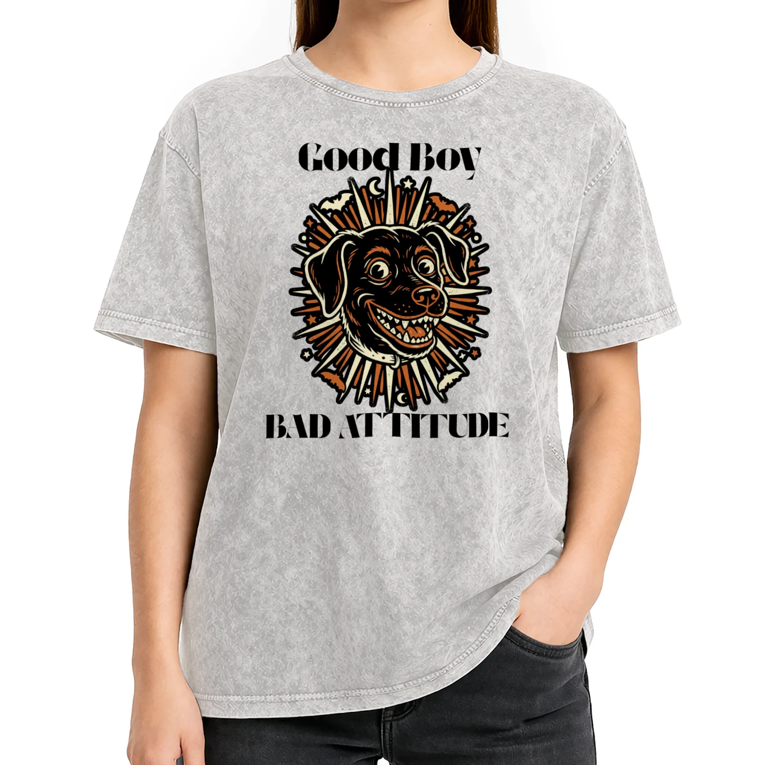Good Boy Bad Attitude Funny Halloween Dog T-Shirt