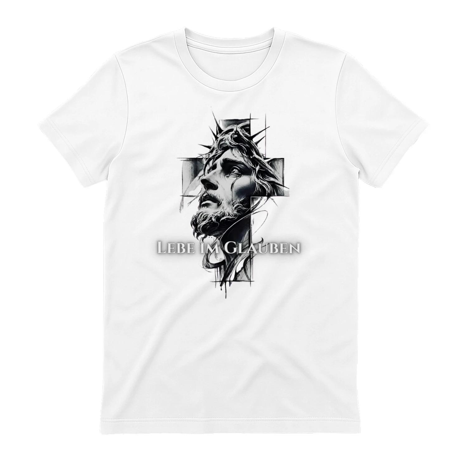 Lebe im Glauben – Jesus Dornenkrone Kreuz Tattoo Design