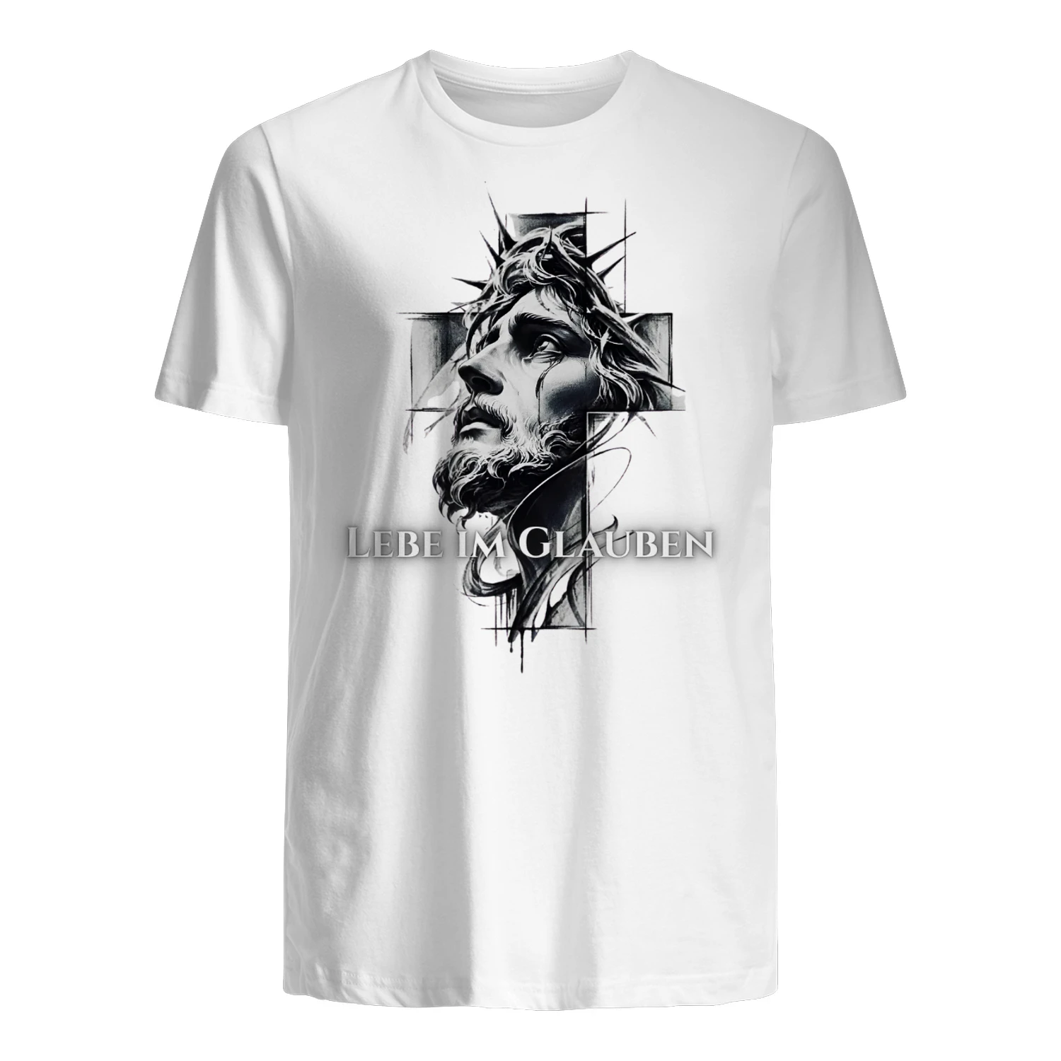 Lebe im Glauben – Jesus Dornenkrone Kreuz Tattoo Design