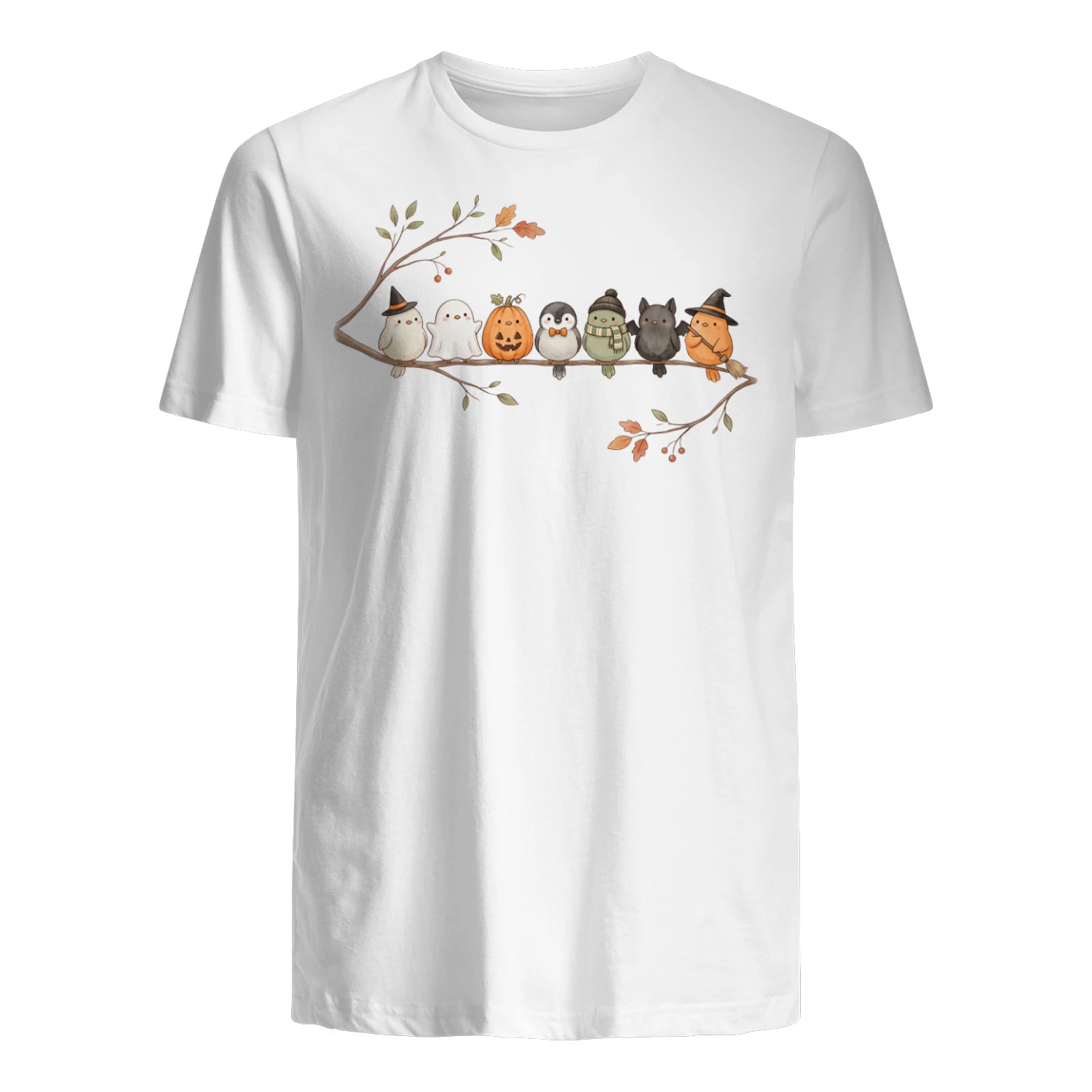 Halloween Vögel T-Shirt, Süße Vögel Geist Kürbis Hexe Fledermaus, Herbst Shirt, Geschenk für Vogelliebhaber