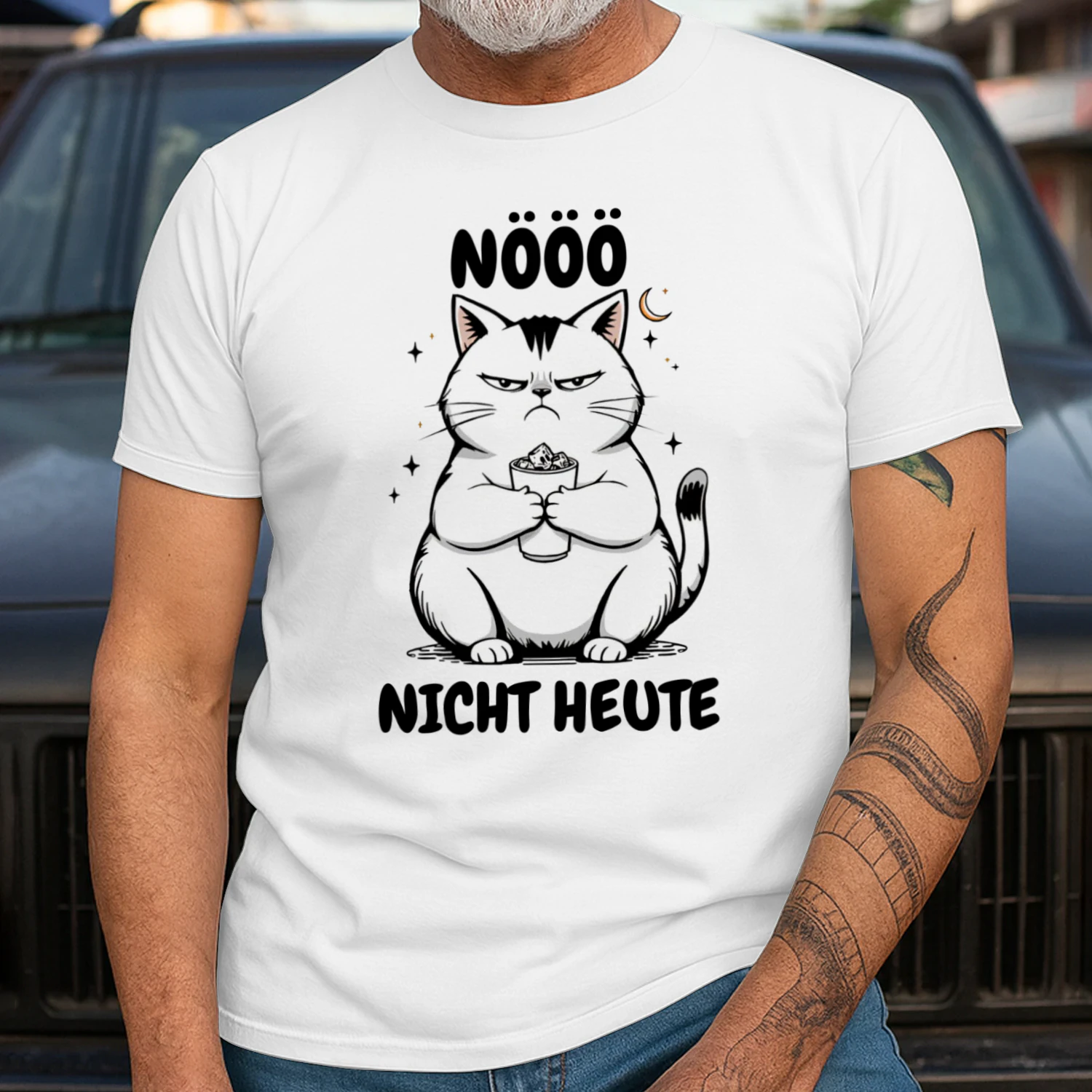Nöö..Nicht Heute Nope Not Today T-Shirt | Funny Grumpy Cat Shirt Women | Sarcastic Tee | Coffee Lover Gift | Cute Cat Graphic Tee | Gift For Her | Humor Shirt