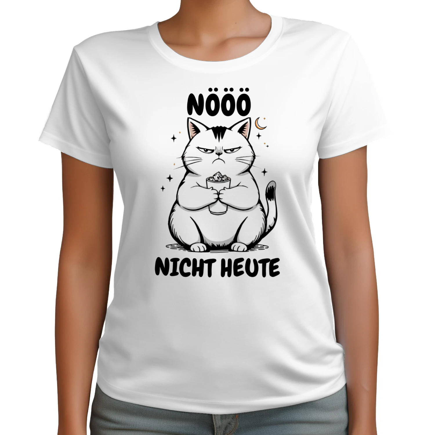 Nöö..Nicht Heute Nope Not Today T-Shirt | Funny Grumpy Cat Shirt Women | Sarcastic Tee | Coffee Lover Gift | Cute Cat Graphic Tee | Gift For Her | Humor Shirt