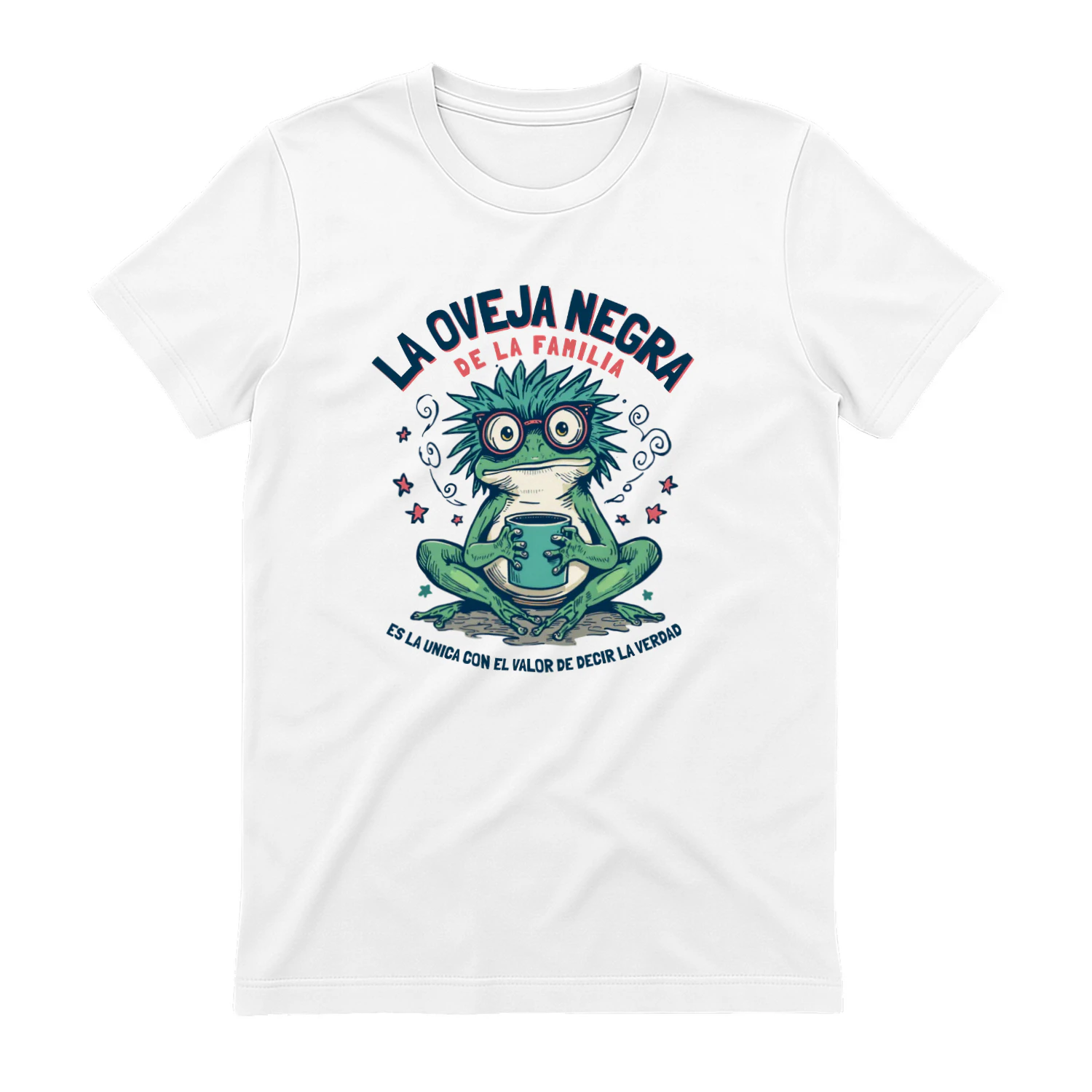 Mint Background Frog T-Shirt GraphLa Ovejancia De La Familia Frog Coffee Lover Funny Mexican Family Retro T-Shirtic