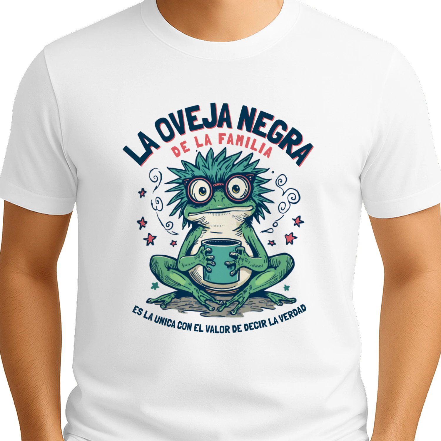 Mint Background Frog T-Shirt GraphLa Ovejancia De La Familia Frog Coffee Lover Funny Mexican Family Retro T-Shirtic