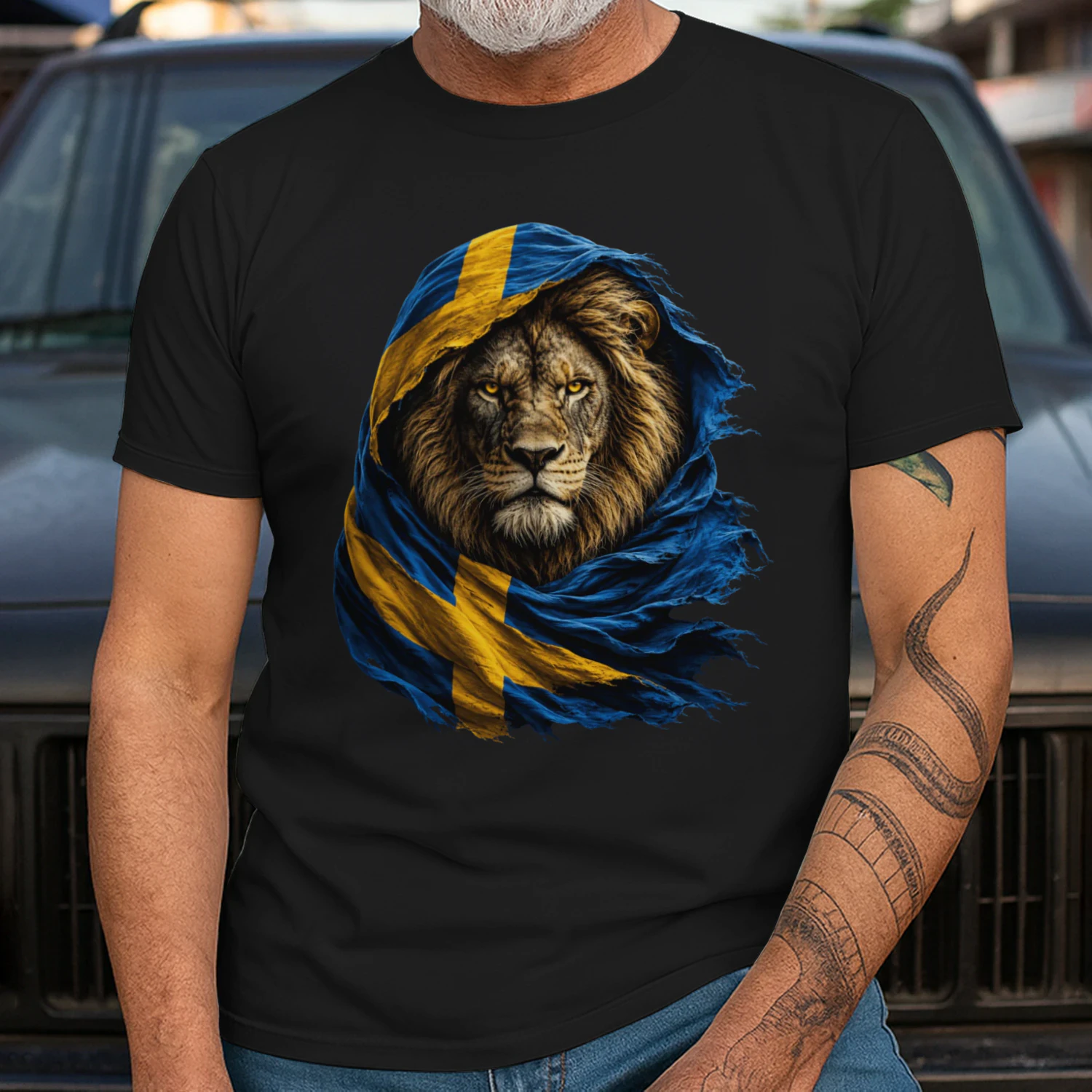 Svenska Lejonet Flagga Sverige Grafik Patriotisk Design