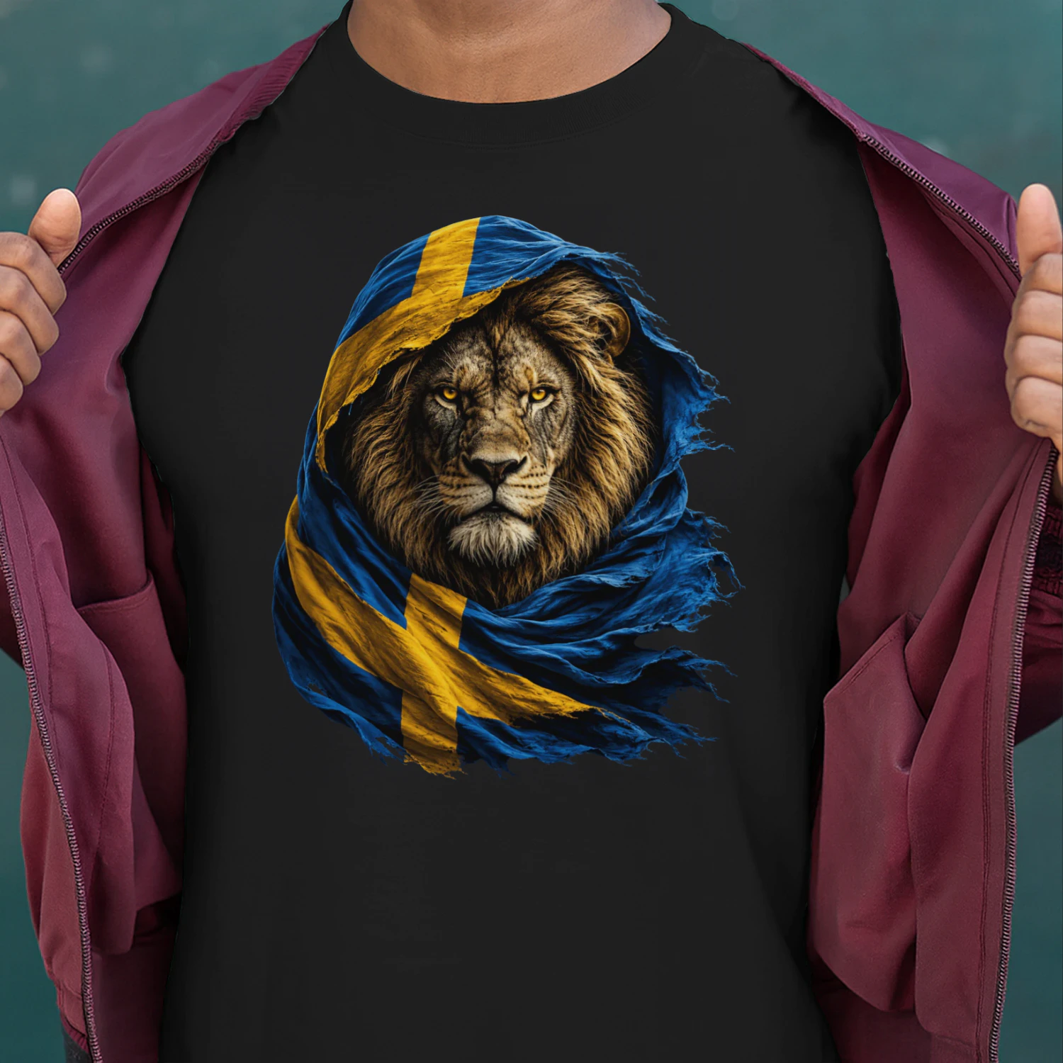 Svenska Lejonet Flagga Sverige Grafik Patriotisk Design