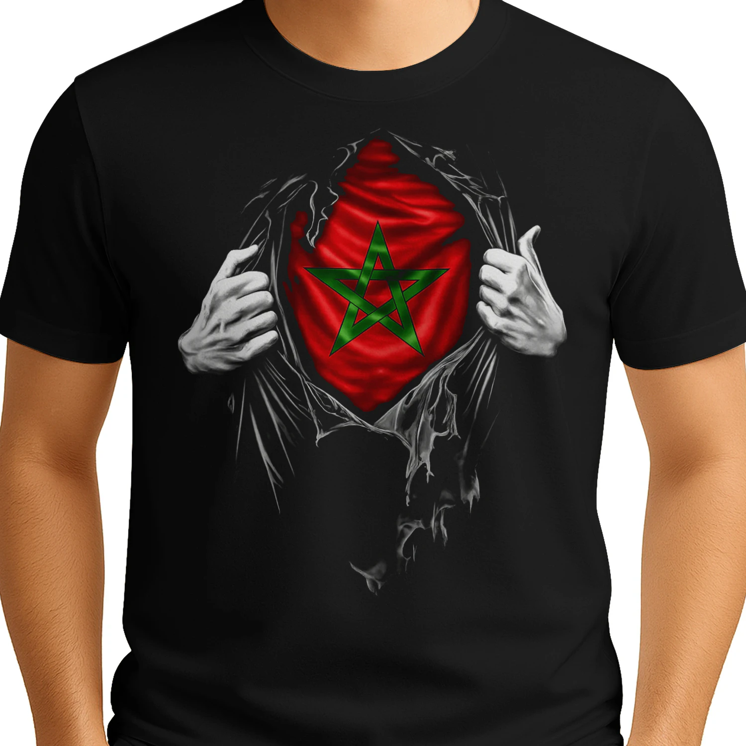 Proud Moroccan Inside – Morocco Flag Ripped T-Shirt