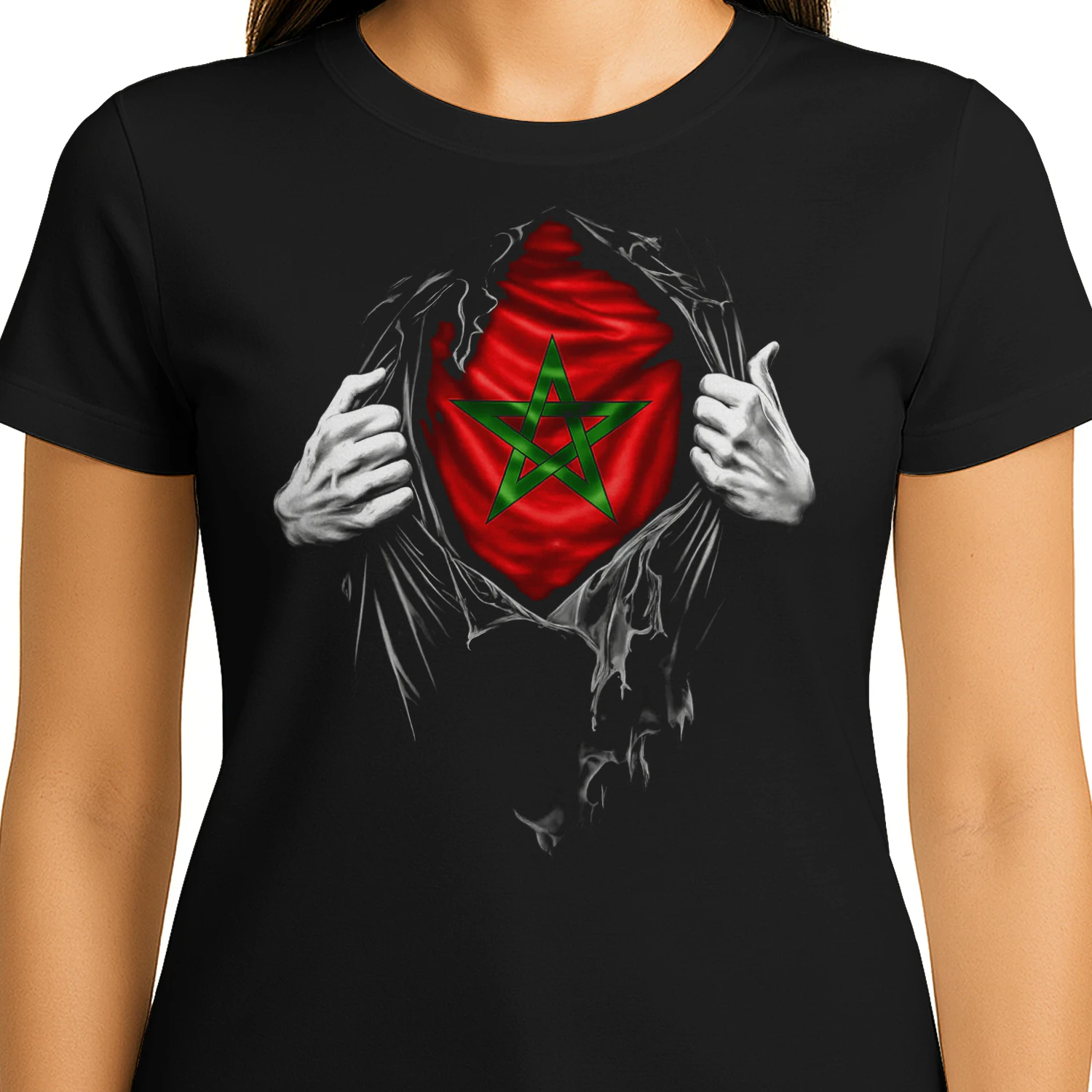 Proud Moroccan Inside – Morocco Flag Ripped T-Shirt