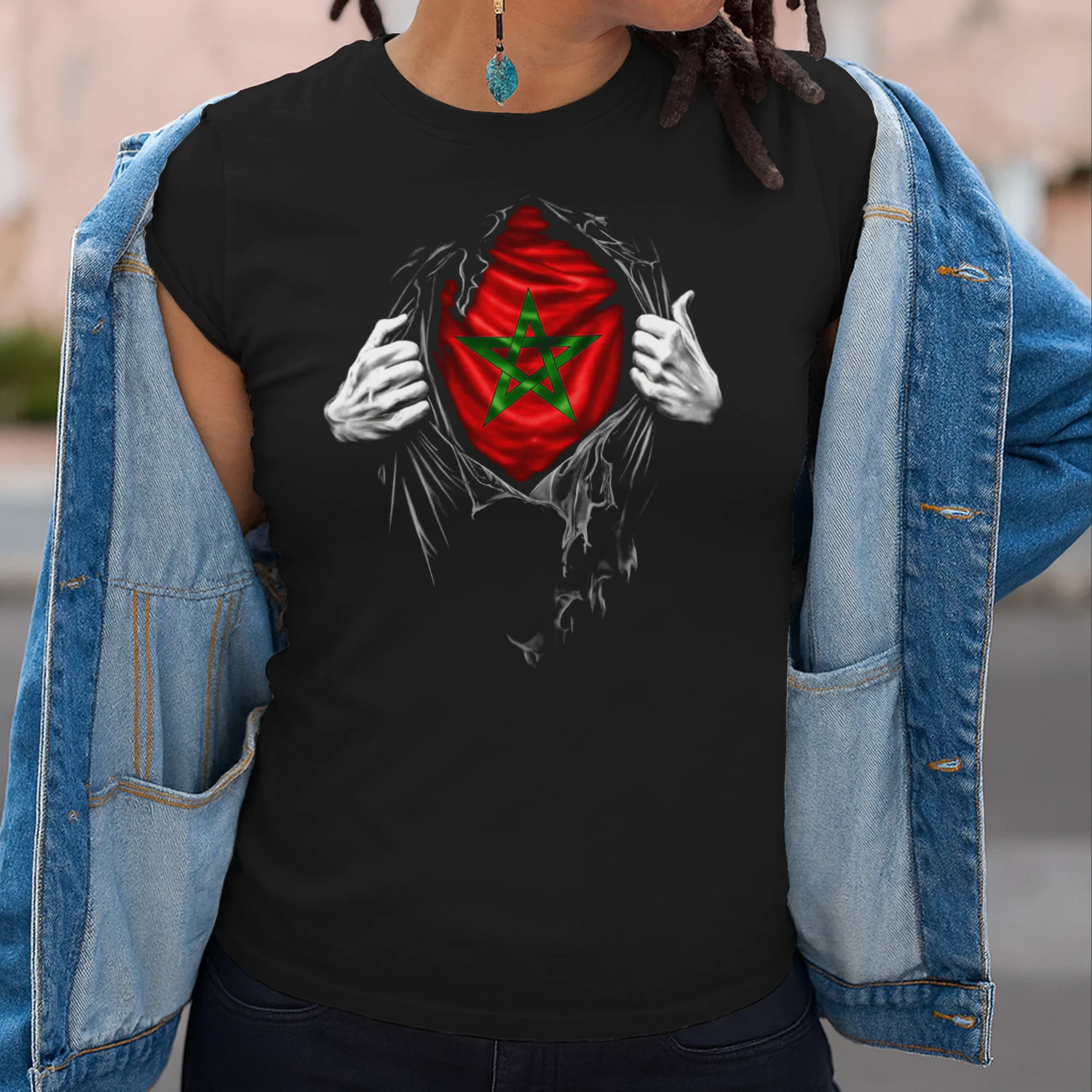 Proud Moroccan Inside – Morocco Flag Ripped T-Shirt