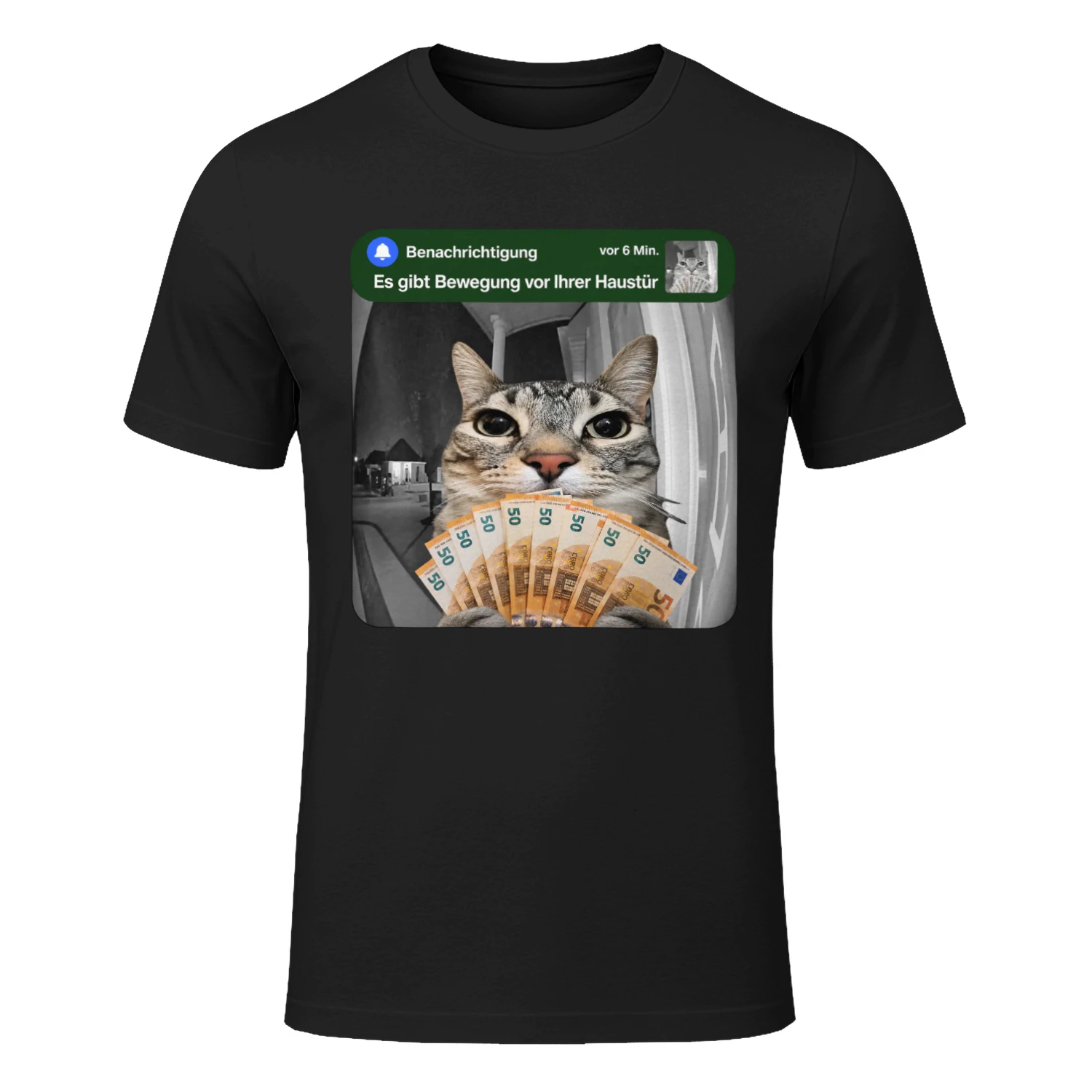 Lustiges Katzen Tee Shirt Katze mit Geld und Euroscheinen Geschenk für Katzenliebhaber