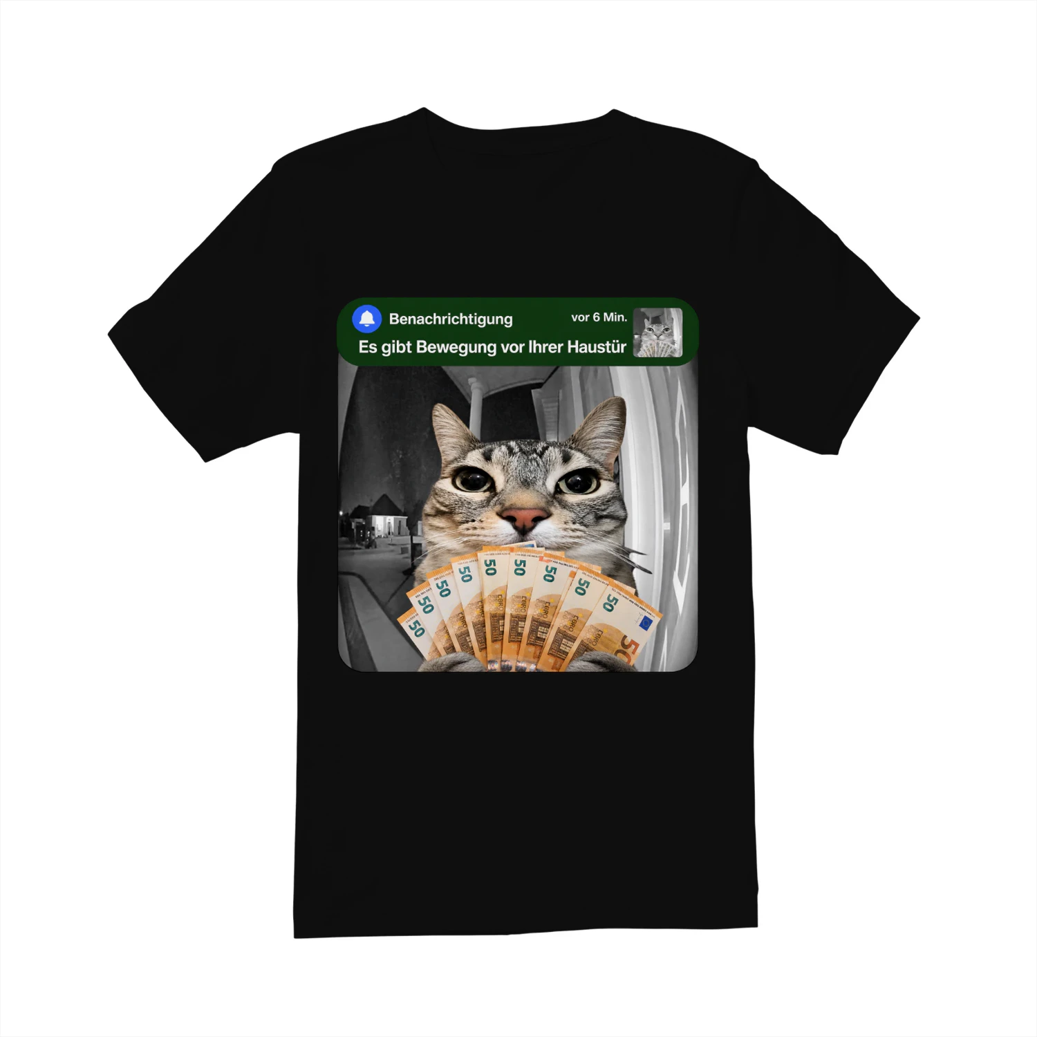 Lustiges Katzen Tee Shirt Katze mit Geld und Euroscheinen Geschenk für Katzenliebhaber