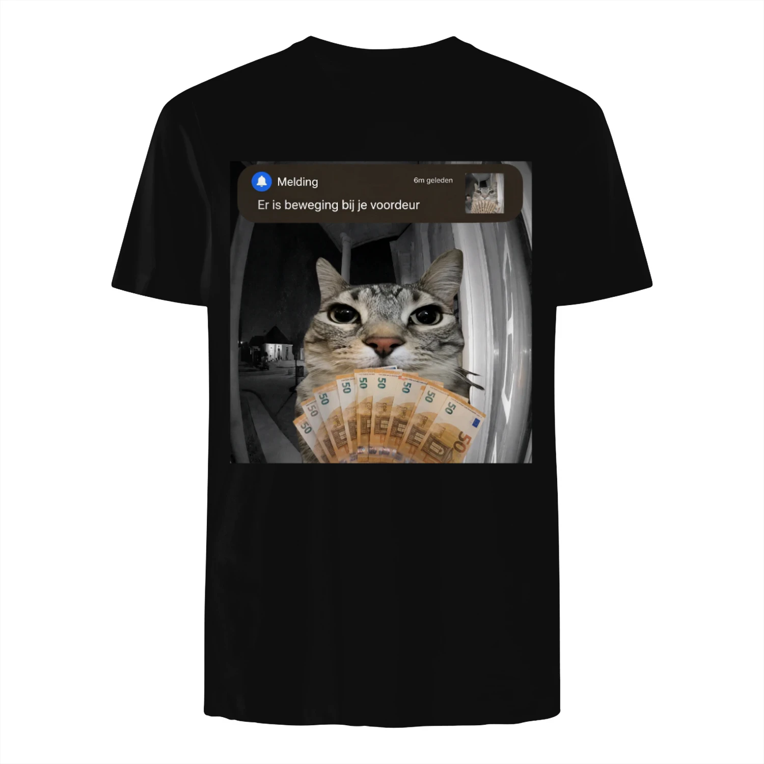 Grappig Katten T-shirt Kat met Geld en Eurobiljetten Cadeau voor Kattenliefhebbers tee