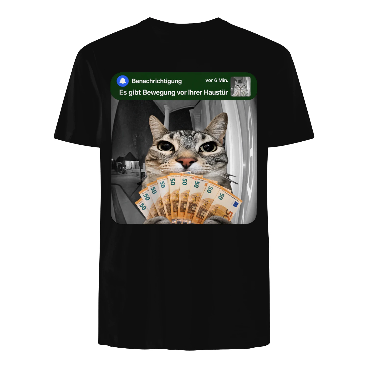 Lustiges Katzen Tee Shirt Katze mit Geld und Euroscheinen Geschenk für Katzenliebhaber