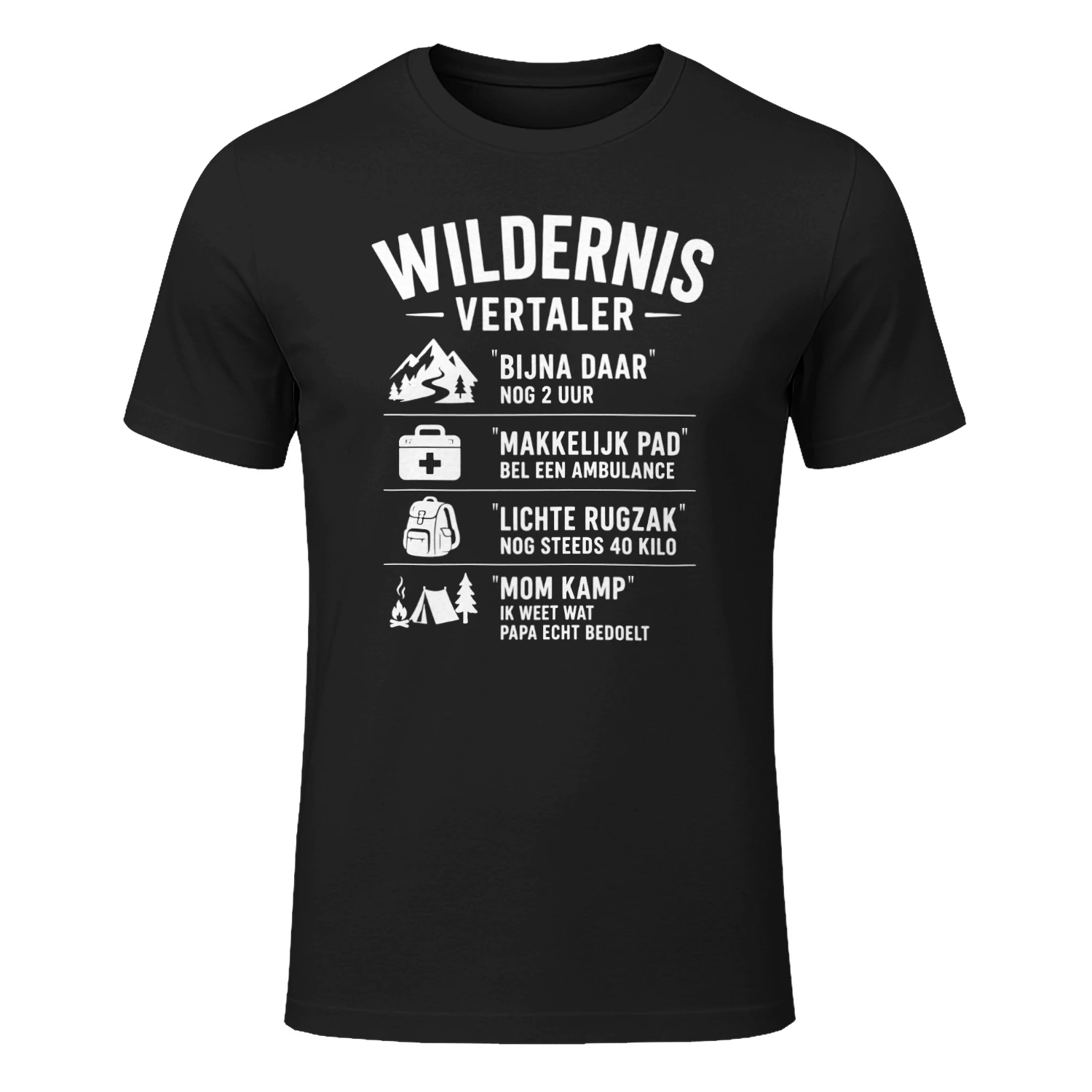 Wilderness Vertaler Camping Shirt Grappig Kampeer T-Shirt voor Campingliefhebbers, Wandelaars & Outdoor Fans