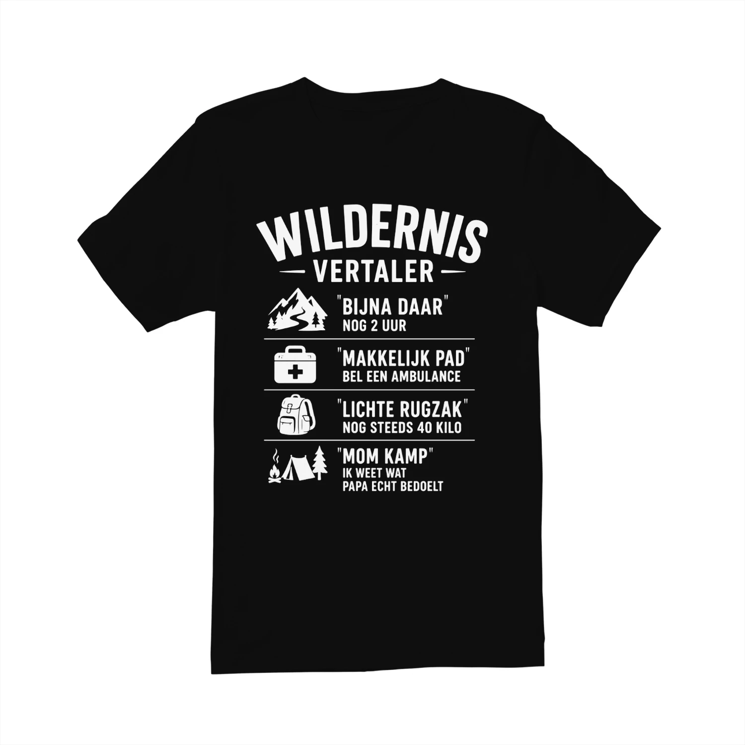 Wilderness Vertaler Camping Shirt Grappig Kampeer T-Shirt voor Campingliefhebbers, Wandelaars & Outdoor Fans