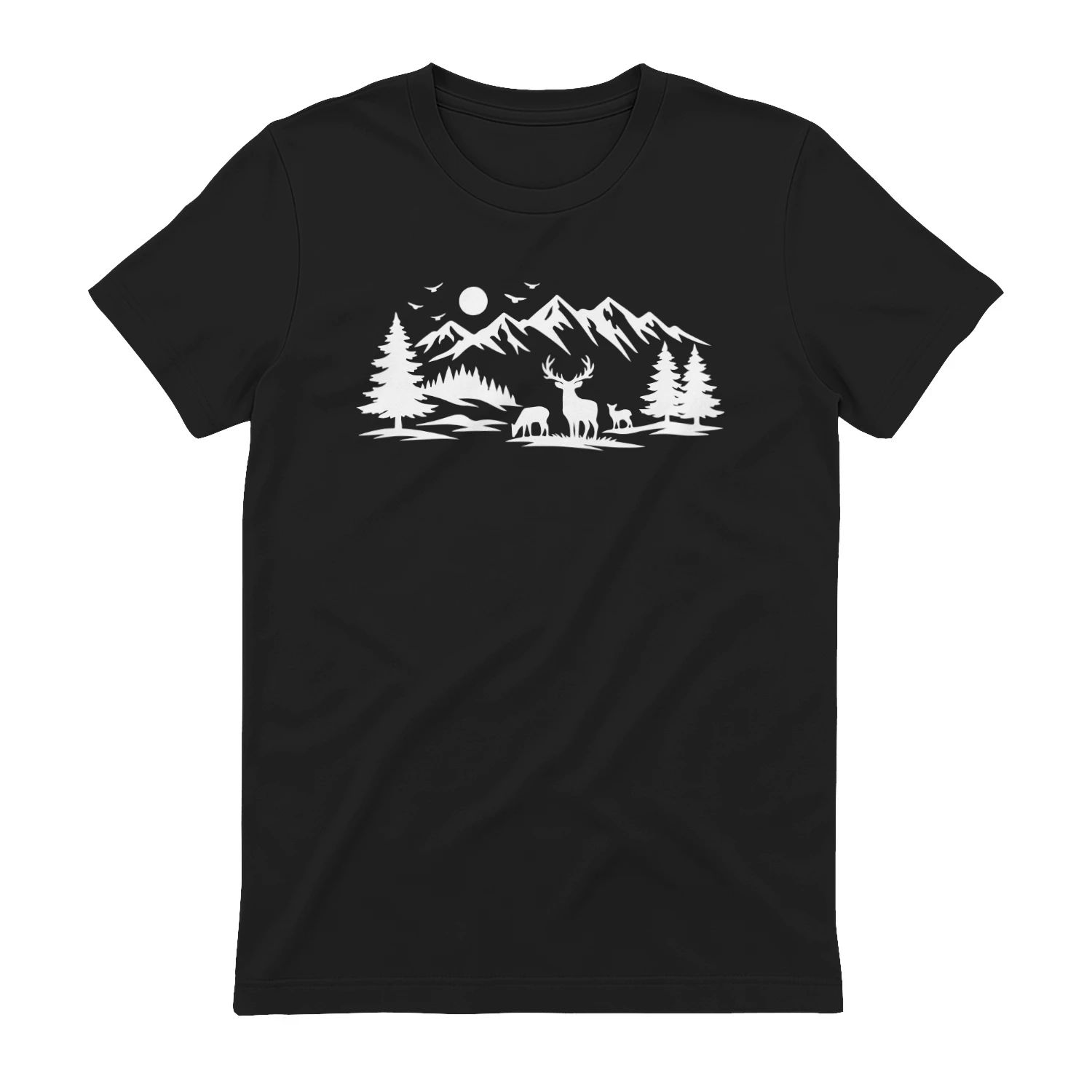 Minimalist Deer Family Mountain Line Art Shirt, Mug, Poster - Luxury Hiking & Camping Decor - Elegant Hunter Gift - Nature Outdoor Apparel