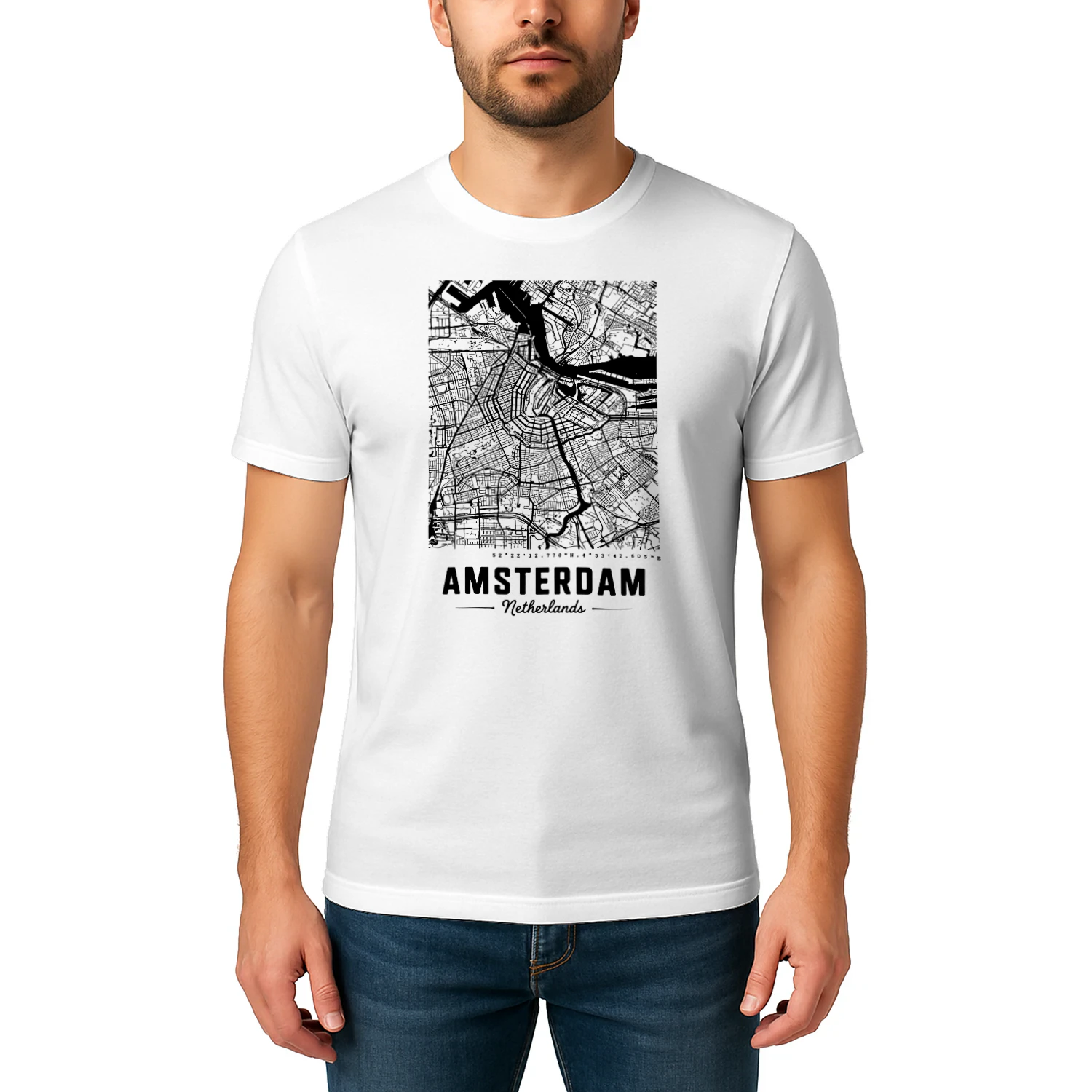 Amsterdam mapAmsterdam Stadskaart Wanddecoratie – Minimalistische Amsterdam Plattegrond Poster, Nederland Kaart Decor, Moderne City Map Kunst, Reis Cadeau