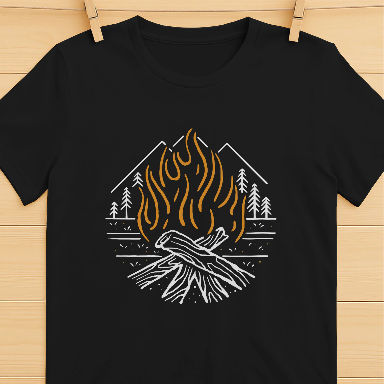 Vintage Kampvuur Grafische Minimalistisch Outdoor Avontuur
