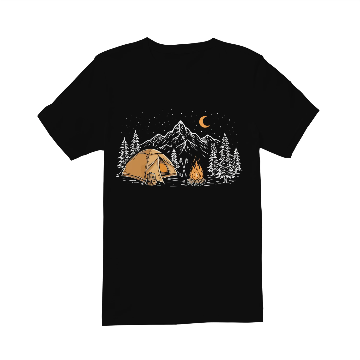 Retro Camping Minimalistisch Kampvuur Natuur Bergavonturier Esthetische Nachthemel Sterrenrijke Wilde Outdoor Top Avontuur Cadeau