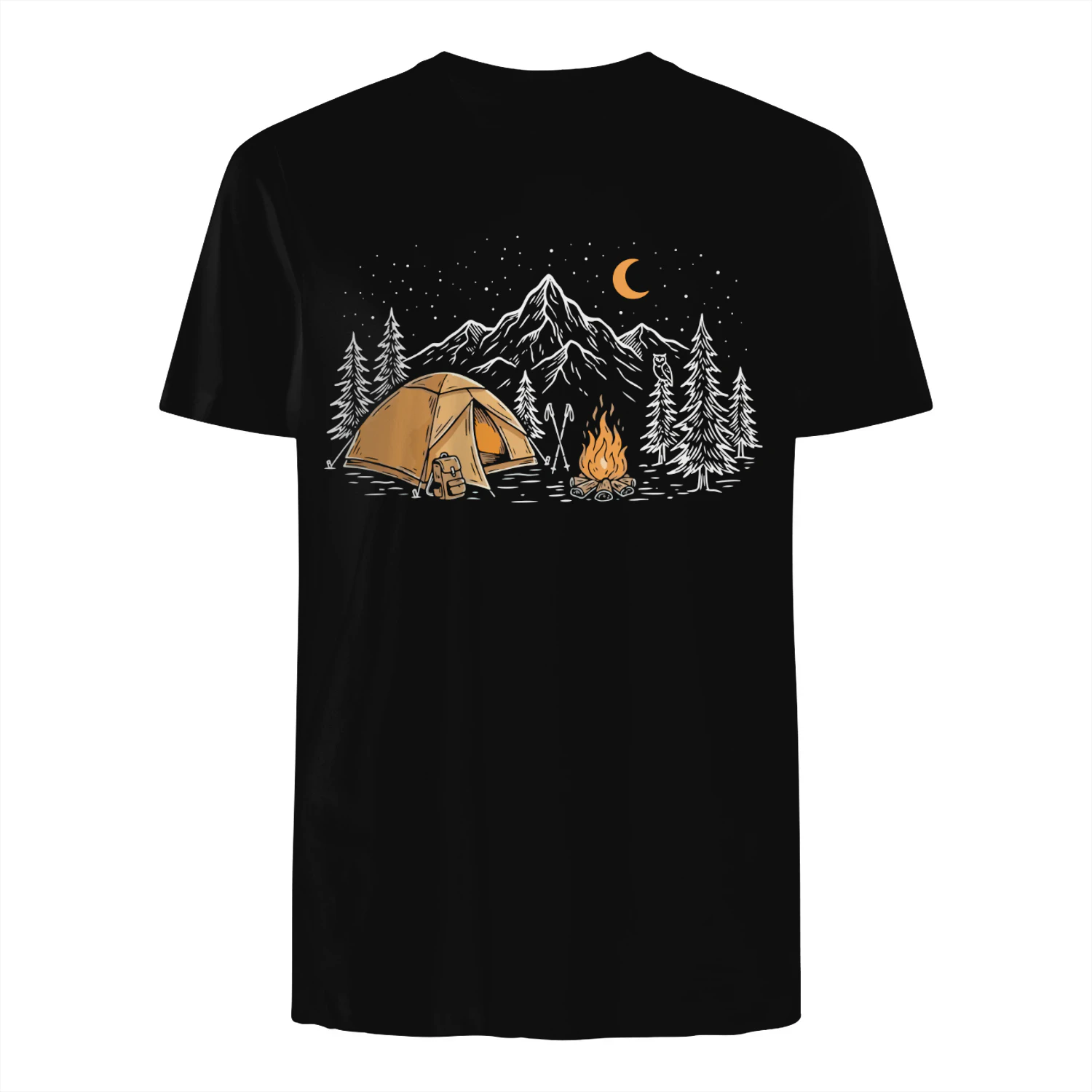 Retro Camping Minimalistisch Kampvuur Natuur Bergavonturier Esthetische Nachthemel Sterrenrijke Wilde Outdoor Top Avontuur Cadeau
