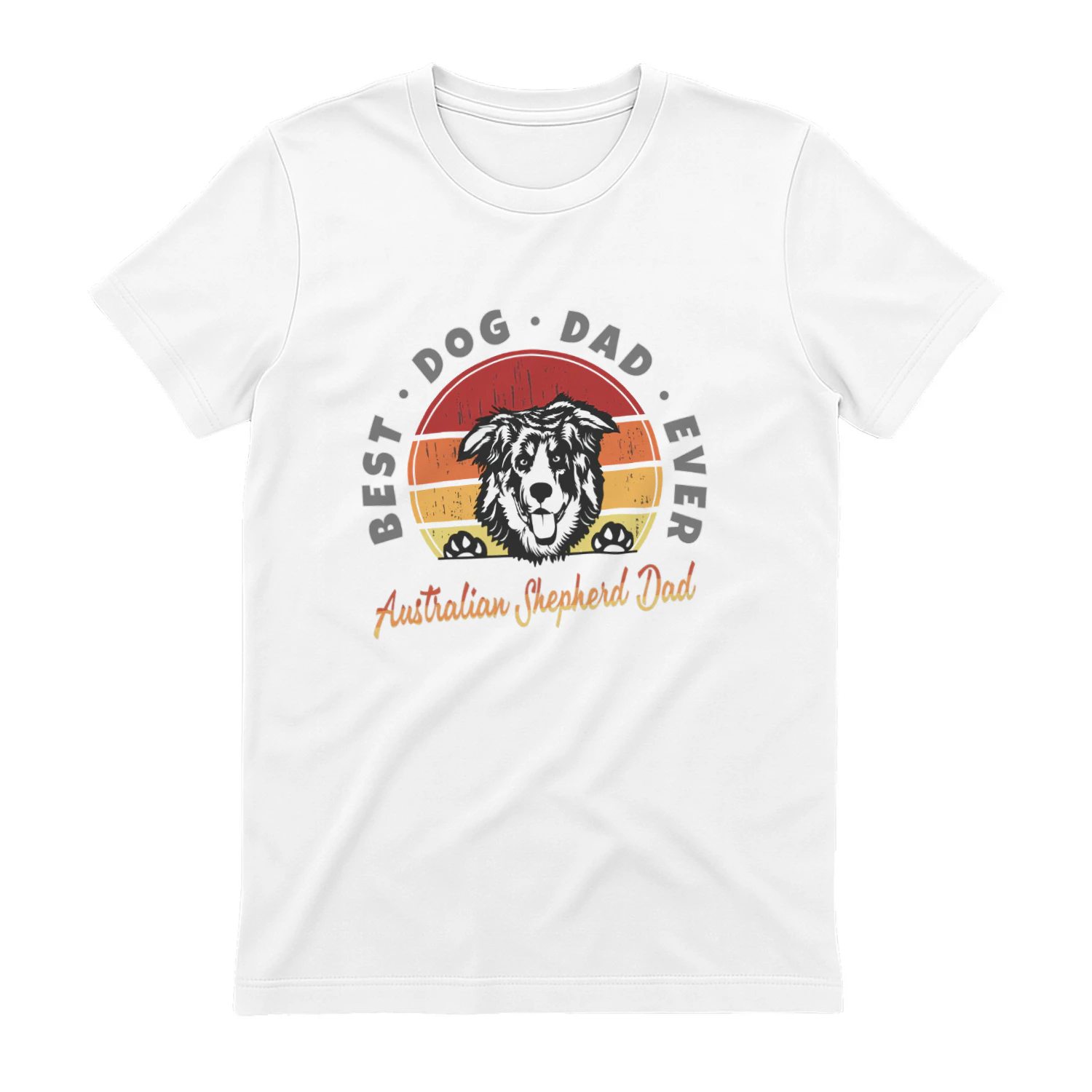 Australian Shepherd Dad Retro Sunset