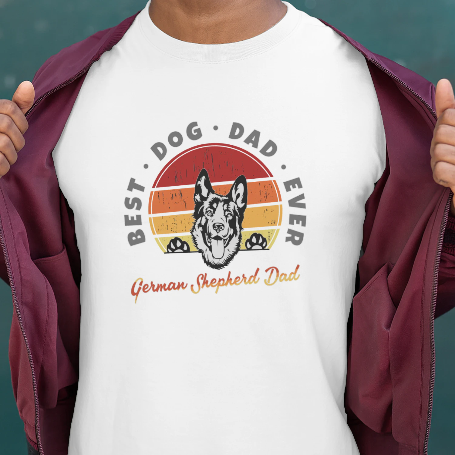 German Shepherd Dad Retro Sunset