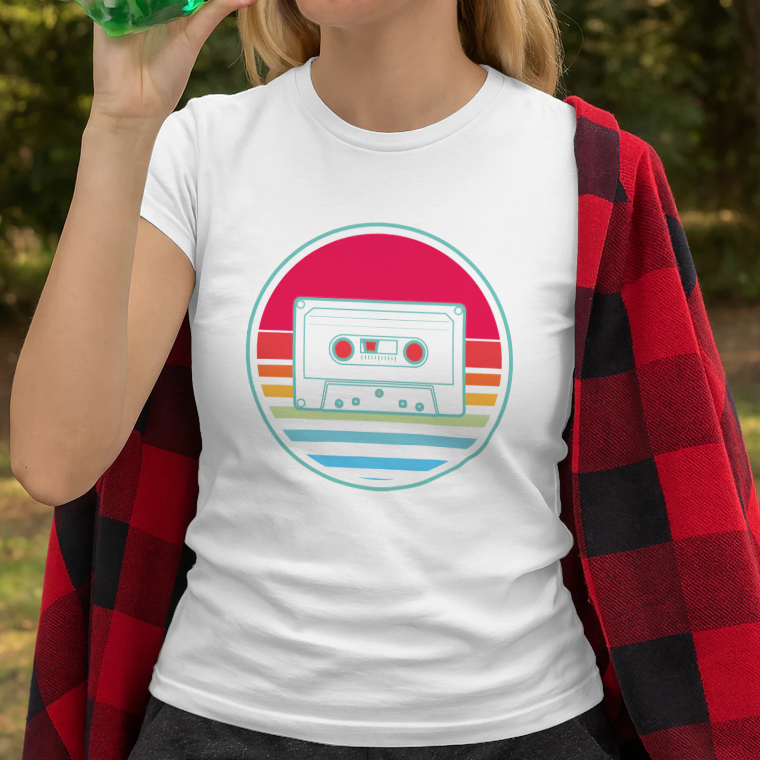 Retro Cassette Synthwave Sunset