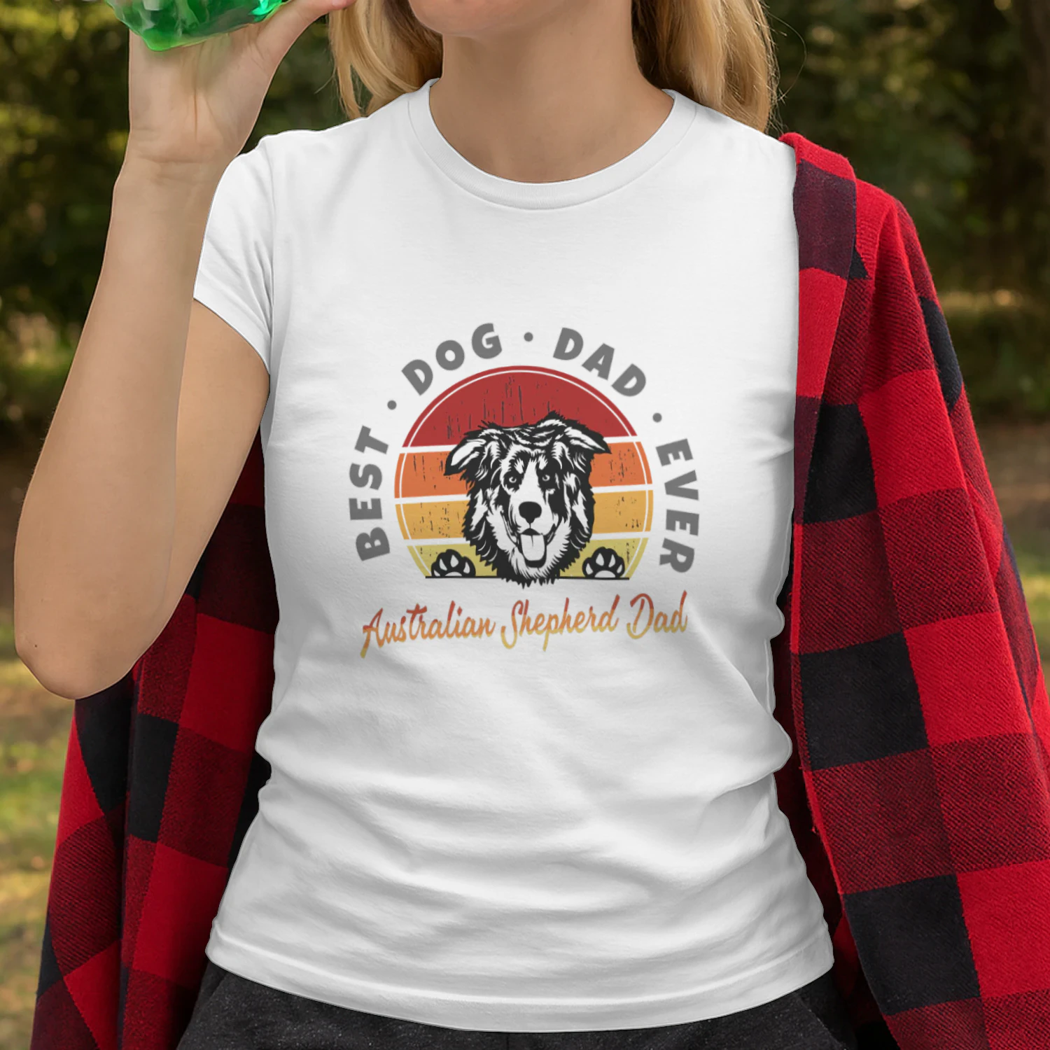 Australian Shepherd Dad Retro Sunset