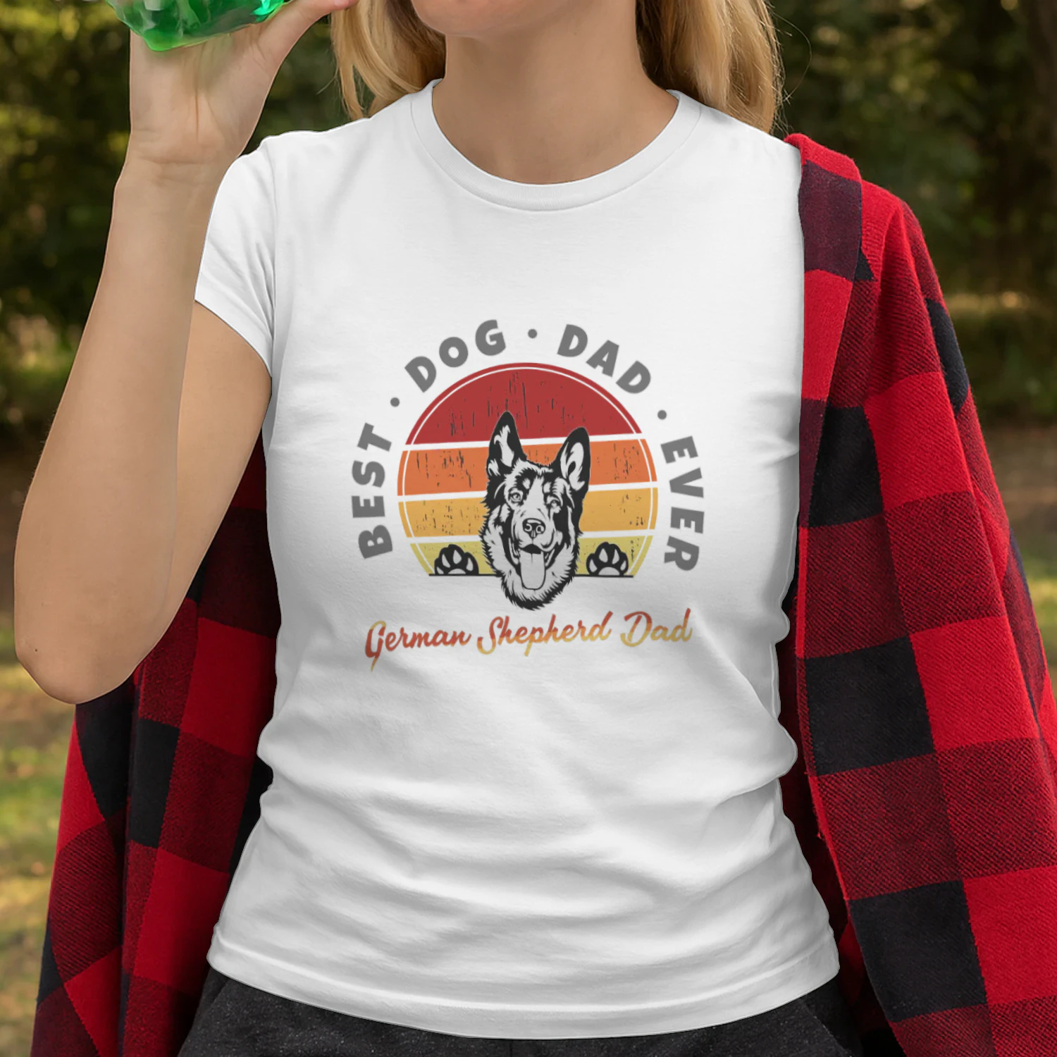 German Shepherd Dad Retro Sunset