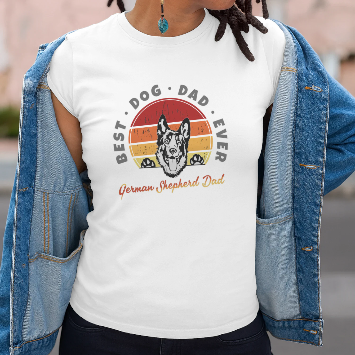 German Shepherd Dad Retro Sunset