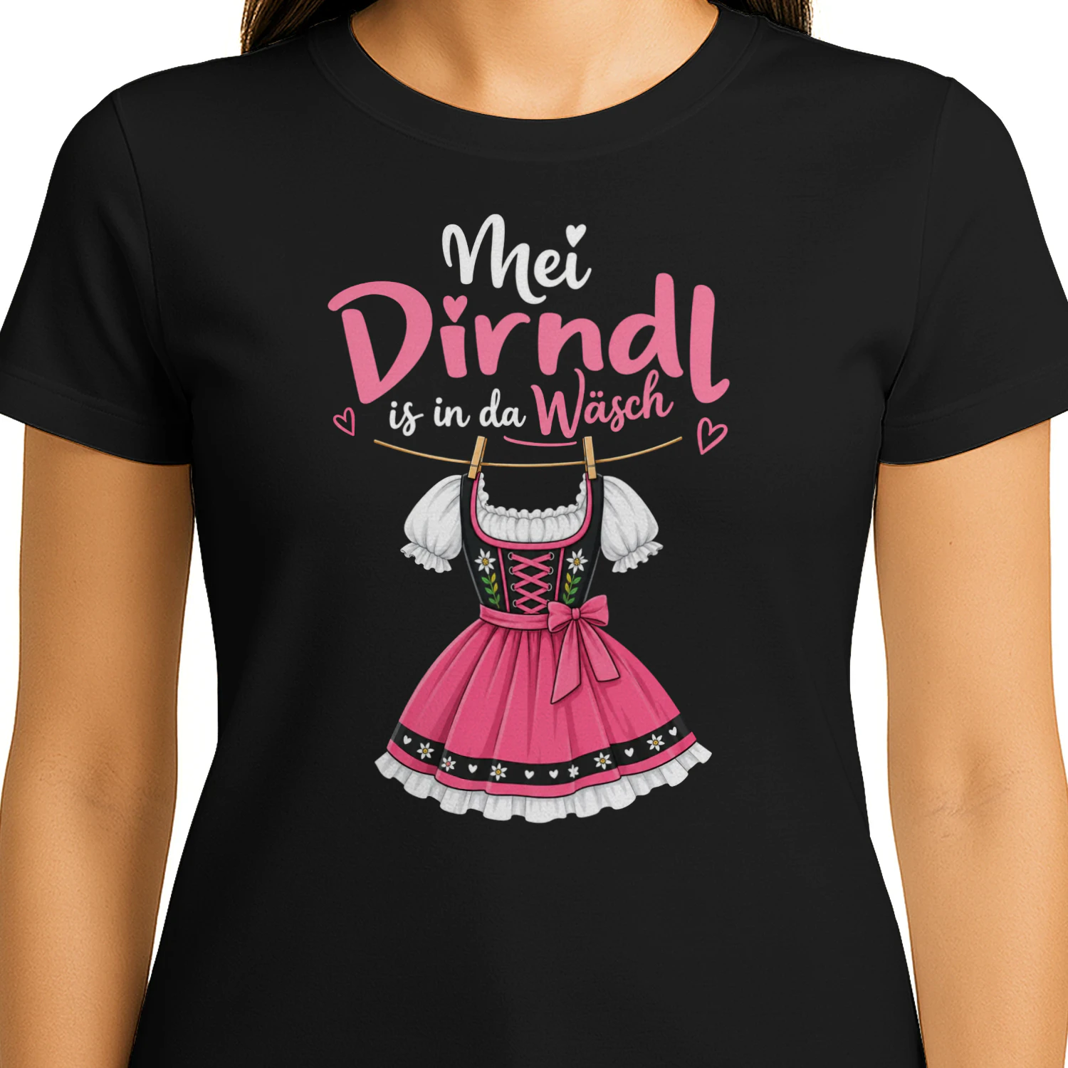 MEI Dirndl is in da Wäsch Damen Trachten Dirndl T-Shirt