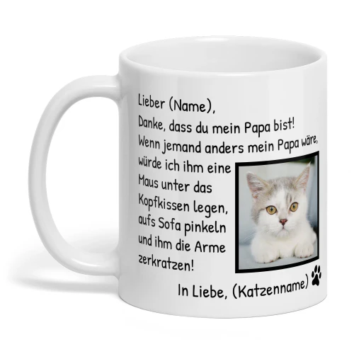 Personalisierte Tasse für Katzenpapa mit Foto