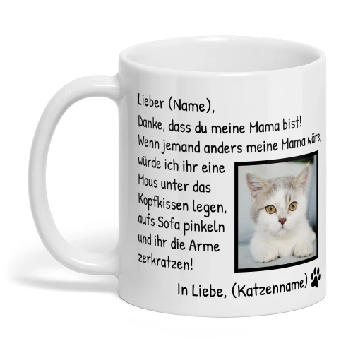 Personalisierte Tasse für Katzenmama mit Foto