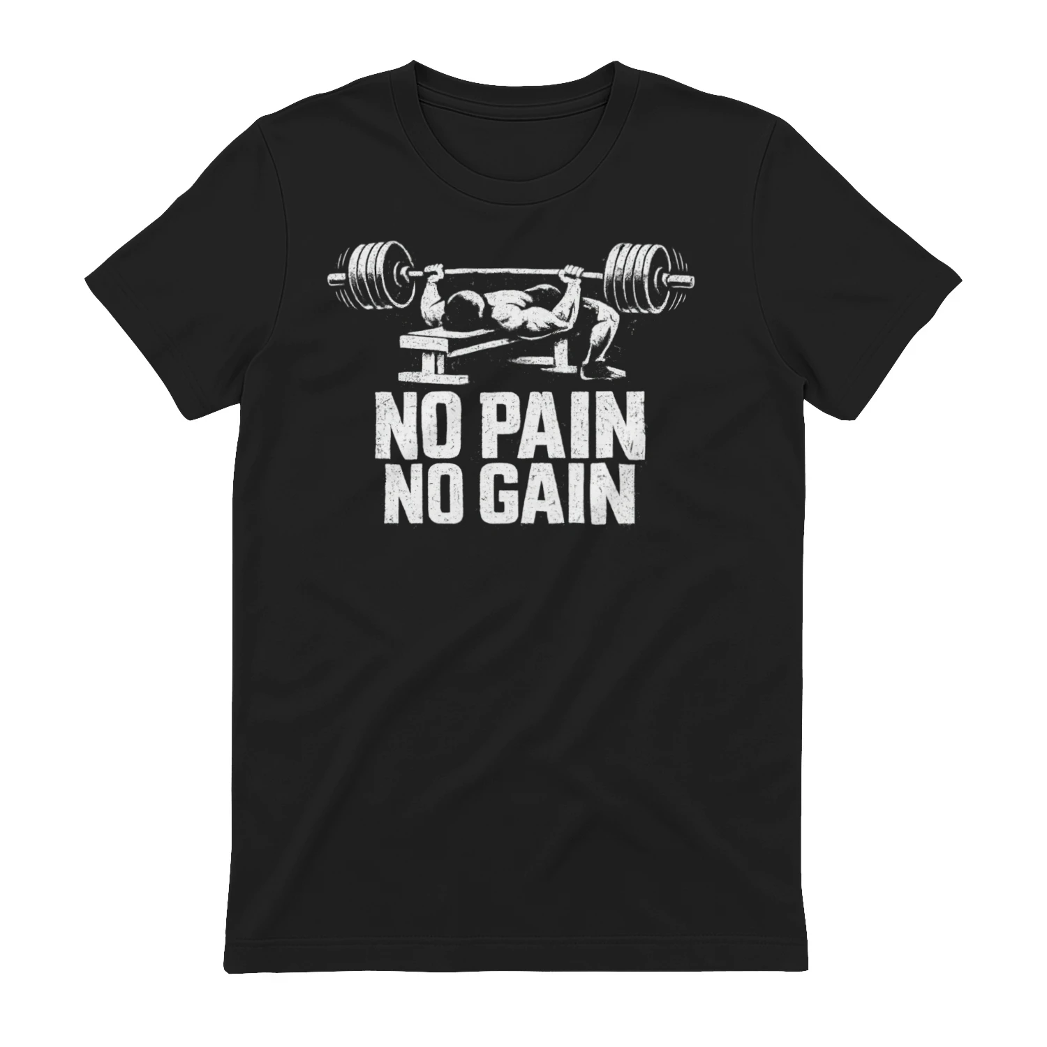 No Pain No Gain Gym T-Shirt | Vintage Weightlifting Graphic Tee | Bodybuilding Workout Shirt | Fitness Motivation Gift