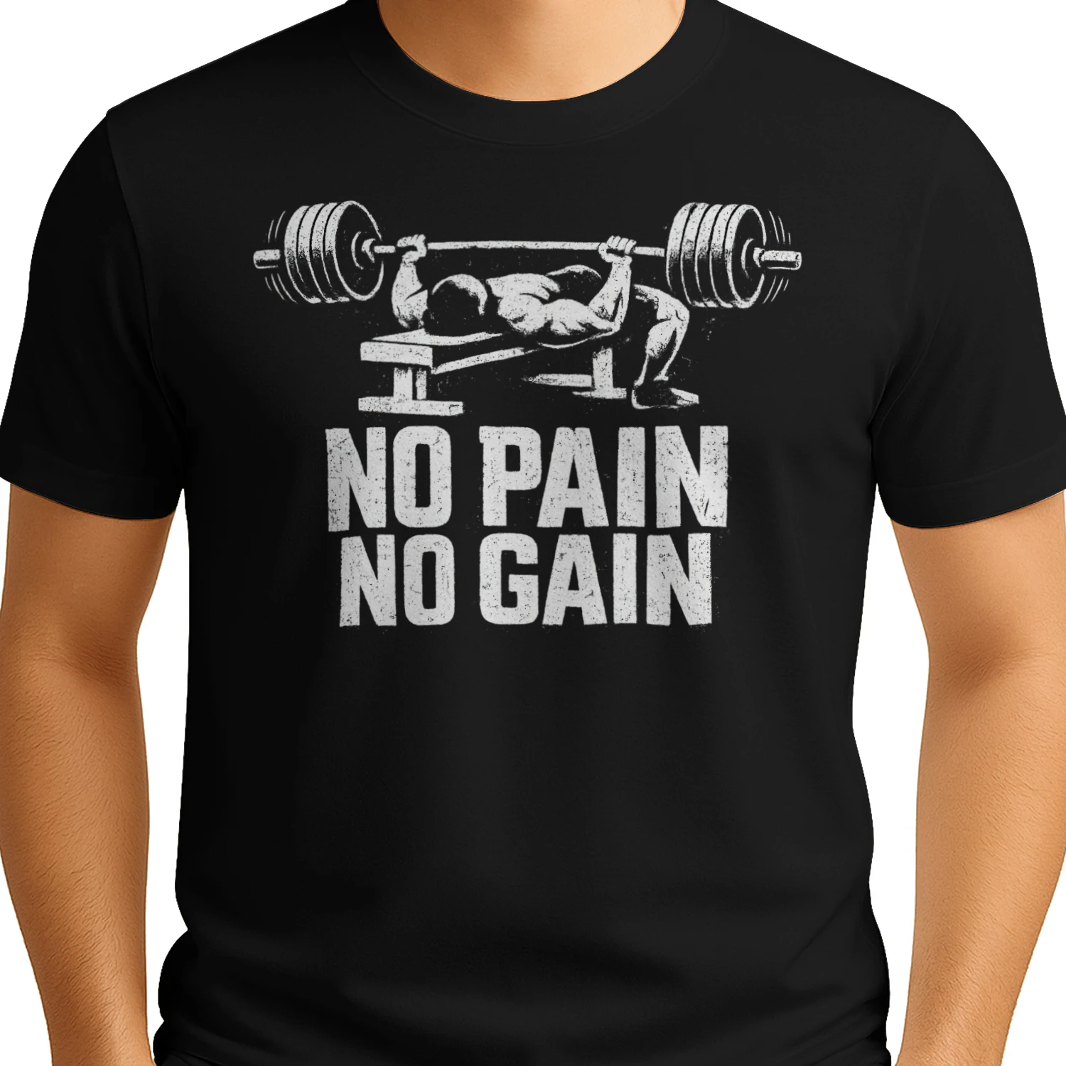 No Pain No Gain Gym T-Shirt | Vintage Weightlifting Graphic Tee | Bodybuilding Workout Shirt | Fitness Motivation Gift