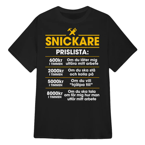 SNICKARENS PRISLISTA