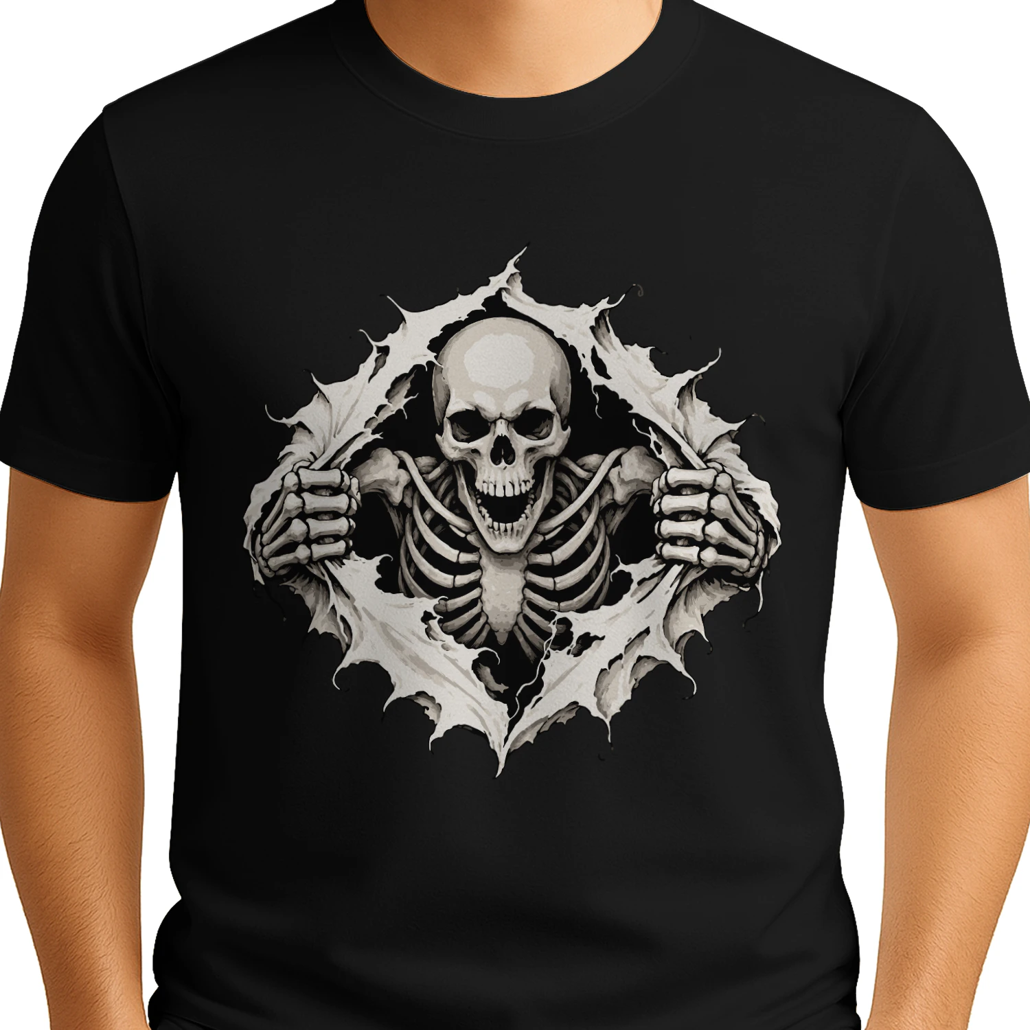 skeleton back to front t-shirt