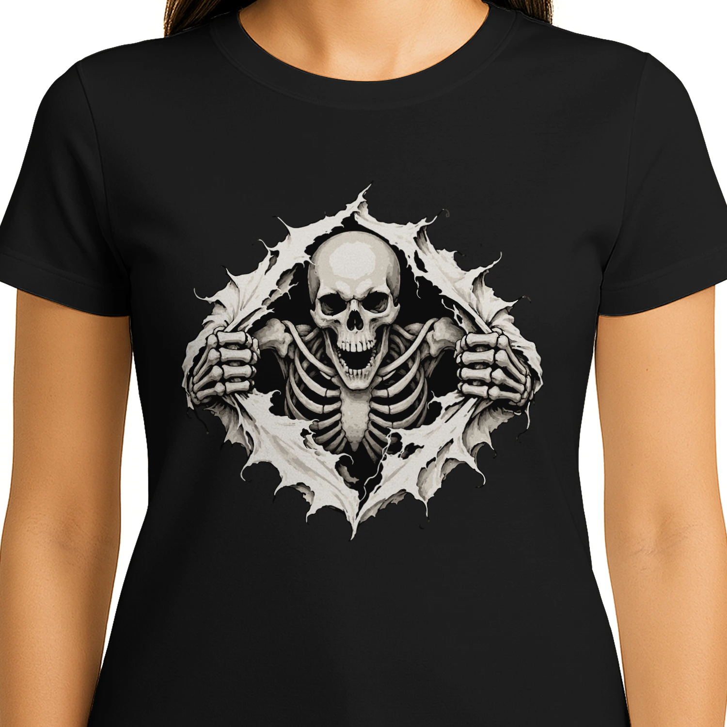 skeleton back to front t-shirt